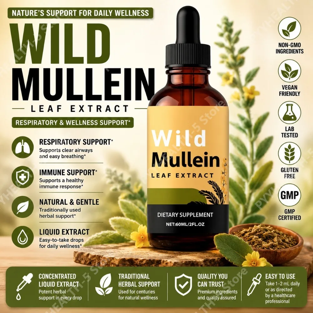 Herbal Wellness Liquid - Wild Mullein Bladdruppels met Gember Bromelaïne