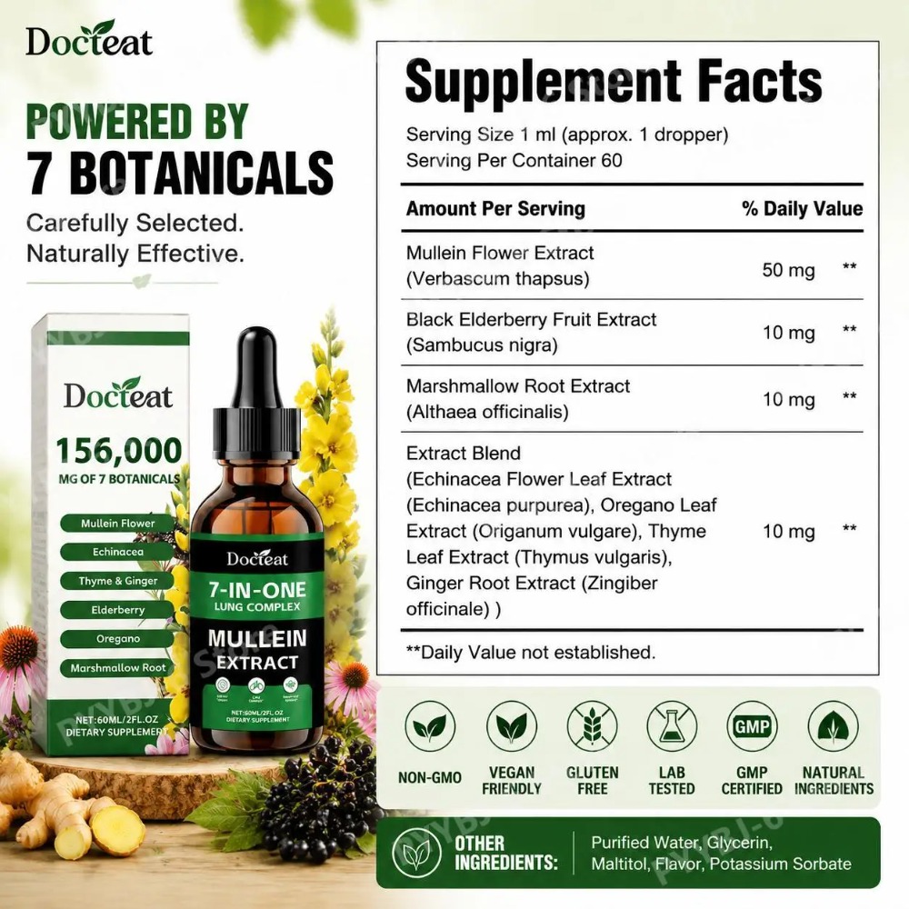 Docteat 7-in-1 Mullein Extract - Herbal Wellness Liquid recensie en prijs